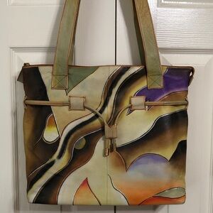 Vintage Design Purse Magnifique Artistic Multicolor Painted Shoulder Bag